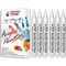 6 Pieces White Acrylic Paint Marker Pens - 2-3mm Medium Tip, Permanent White Water Based Paint Pen for DIY Projects, Paintings for Rock, Fabric, Wood, Leather, Metal, Ceramics, Paper, Glass, Plastic